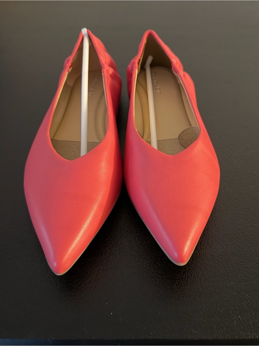 Calvin Klein Coral Pointed-Toe Leather Flats